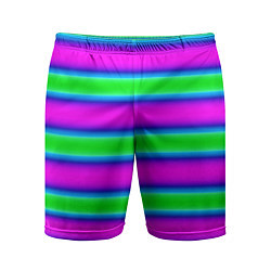 Мужские спортивные шорты Зеленый и фиолетовые яркие неоновые полосы striped