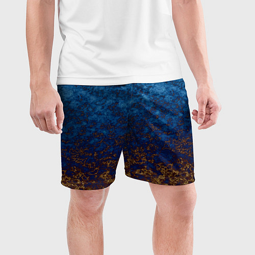 Мужские спортивные шорты Marble texture blue brown color / 3D-принт – фото 3