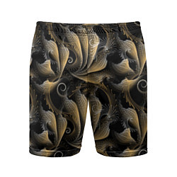 Шорты спортивные мужские Золотистые абстрактные узоры, цвет: 3D-принт