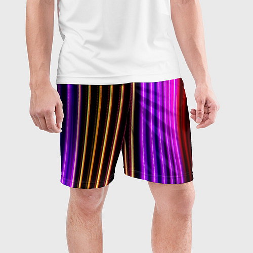 Мужские спортивные шорты Неоновые линейные фонари - Фиолетовый / 3D-принт – фото 3