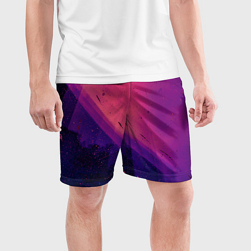 Мужские спортивные шорты Неоновая пыль и лучи - Тёмно-розовый / 3D-принт – фото 3