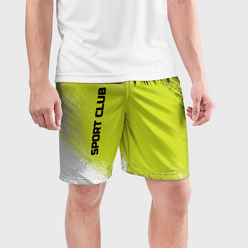 Мужские спортивные шорты Sports club gray green pattern / 3D-принт – фото 3