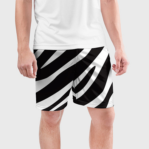 Мужские спортивные шорты Анималистичный рисунок зебра / 3D-принт – фото 3