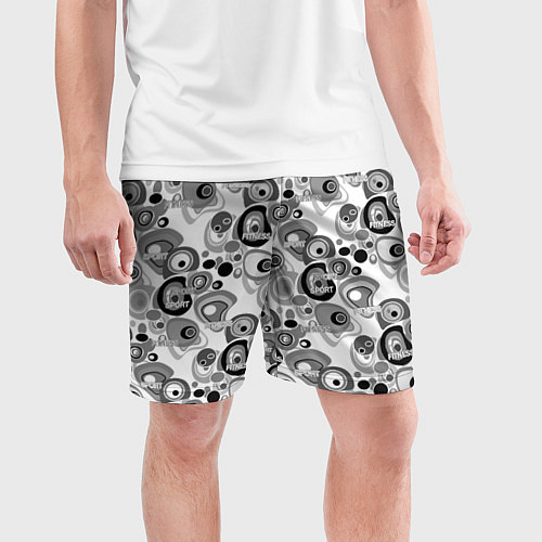Мужские спортивные шорты Black and white sport pattern / 3D-принт – фото 3
