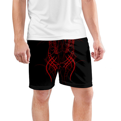 Мужские спортивные шорты Красный узор с глазами на спине / 3D-принт – фото 3