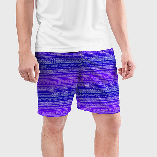 Мужские спортивные шорты Узор в стиле бохо на фиолетовом фоне / 3D-принт – фото 3
