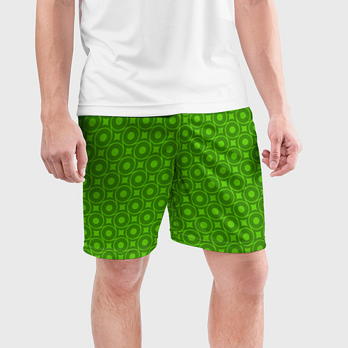 Мужские спортивные шорты Зеленые круги и ромбы / 3D-принт – фото 3