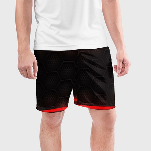 Мужские спортивные шорты Объемная красная сетка из сот / 3D-принт – фото 3