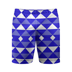 Шорты спортивные мужские Бело-синий геометрический узор, цвет: 3D-принт