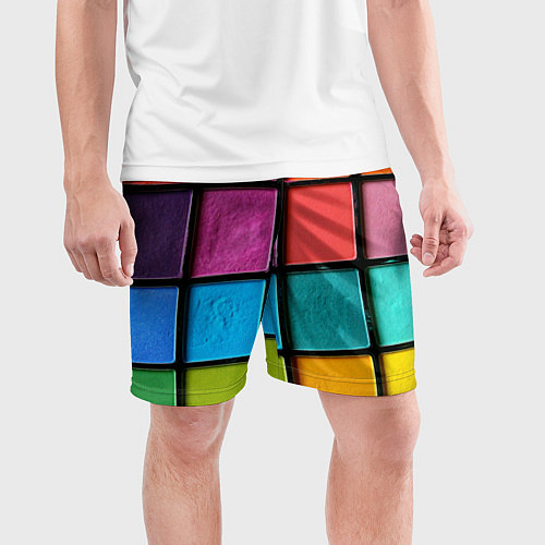 Мужские спортивные шорты Абстрактный набор красок-паттернов / 3D-принт – фото 3