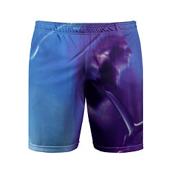 Шорты спортивные мужские Абстрактные краски и тень - Синий, цвет: 3D-принт