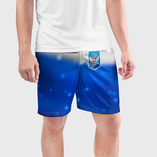 Мужские спортивные шорты Герб России Blue / 3D-принт – фото 3