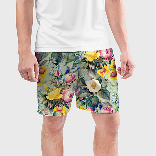 Мужские спортивные шорты Солнечные Цветы / 3D-принт – фото 3