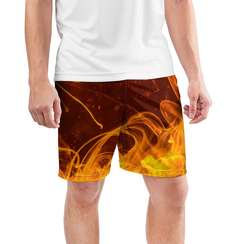 Мужские спортивные шорты Абстрактные языки пламени из красок / 3D-принт – фото 3