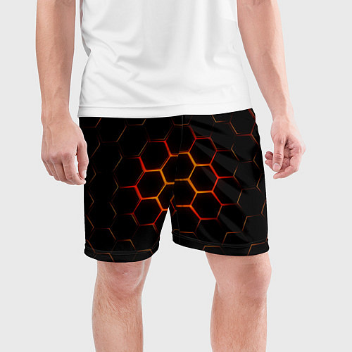 Мужские спортивные шорты Раскалённые соты - текстура / 3D-принт – фото 3