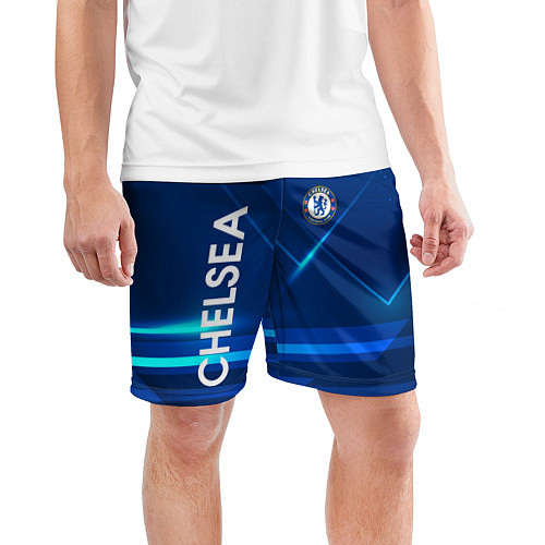 Мужские спортивные шорты Chelsea Синяя абстракция / 3D-принт – фото 3