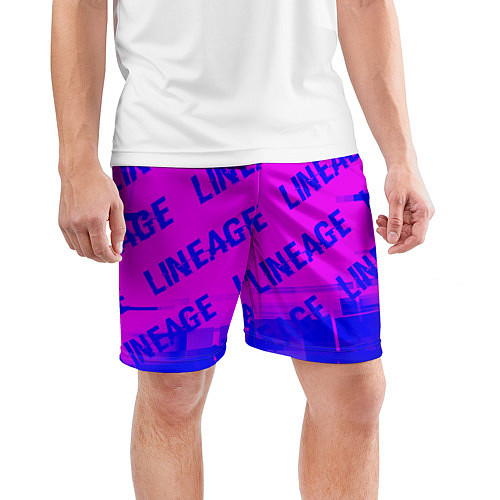 Мужские спортивные шорты Lineage glitch text effect: паттерн / 3D-принт – фото 3