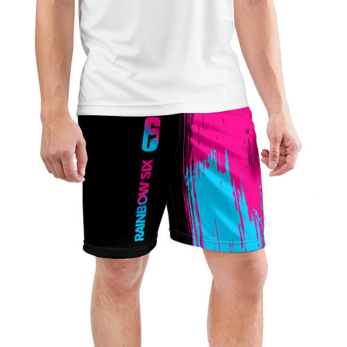 Мужские спортивные шорты Rainbow Six - neon gradient: по-вертикали / 3D-принт – фото 3