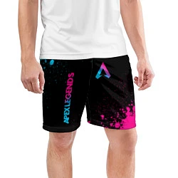 Шорты спортивные мужские Apex Legends - neon gradient: символ и надпись вер, цвет: 3D-принт — фото 2
