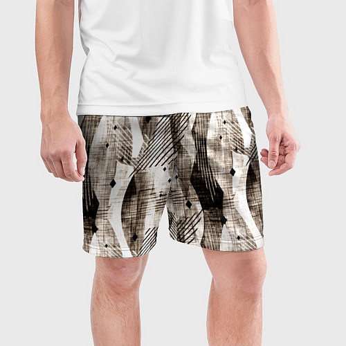 Мужские спортивные шорты Абстрактный гранжевый коричнево-бежевый / 3D-принт – фото 3