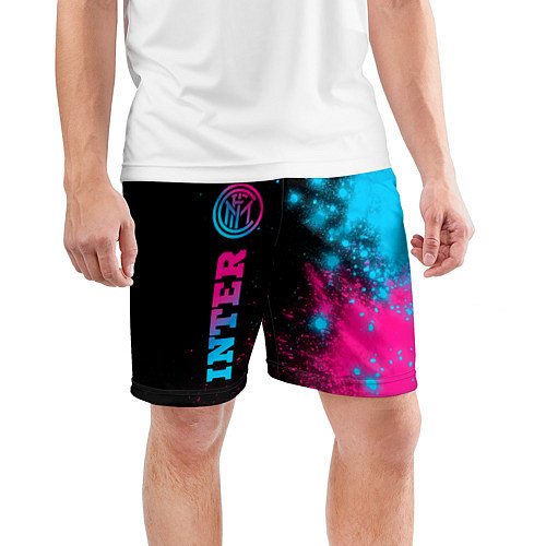 Мужские спортивные шорты Inter - neon gradient: по-вертикали / 3D-принт – фото 3