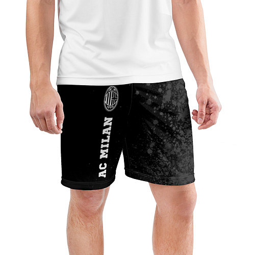Мужские спортивные шорты AC Milan sport на темном фоне: по-вертикали / 3D-принт – фото 3
