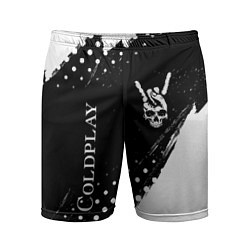 Мужские спортивные шорты Coldplay и рок символ на темном фоне
