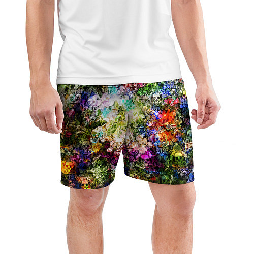Мужские спортивные шорты Цветы на черепах / 3D-принт – фото 3