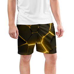 Шорты спортивные мужские Золотые неоновые геометрические плиты, цвет: 3D-принт — фото 2