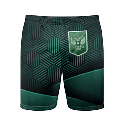 Шорты спортивные мужские Зеленый герб России, цвет: 3D-принт