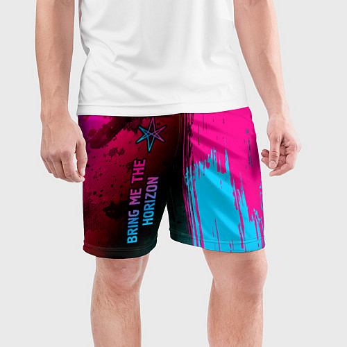 Мужские спортивные шорты Bring Me the Horizon - neon gradient: по-вертикали / 3D-принт – фото 3