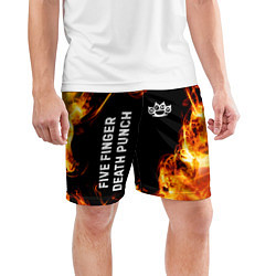 Шорты спортивные мужские Five Finger Death Punch и пылающий огонь, цвет: 3D-принт — фото 2