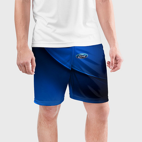 Мужские спортивные шорты Ford - синяя абстракция / 3D-принт – фото 3