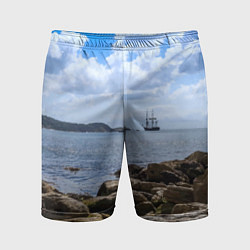 Шорты спортивные мужские Парусник на горизонте океана, цвет: 3D-принт