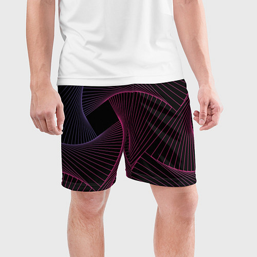 Мужские спортивные шорты Неоновые волны градиент / 3D-принт – фото 3