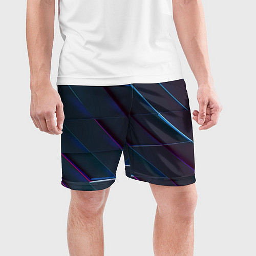 Мужские спортивные шорты Неоновая трёхмерная мозаика / 3D-принт – фото 3