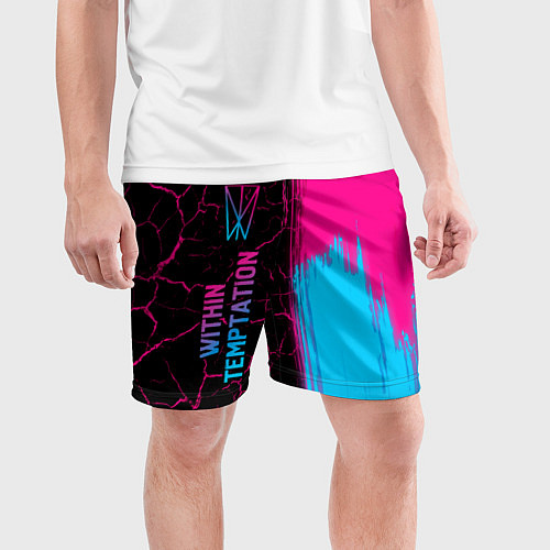 Мужские спортивные шорты Within Temptation - neon gradient: по-вертикали / 3D-принт – фото 3