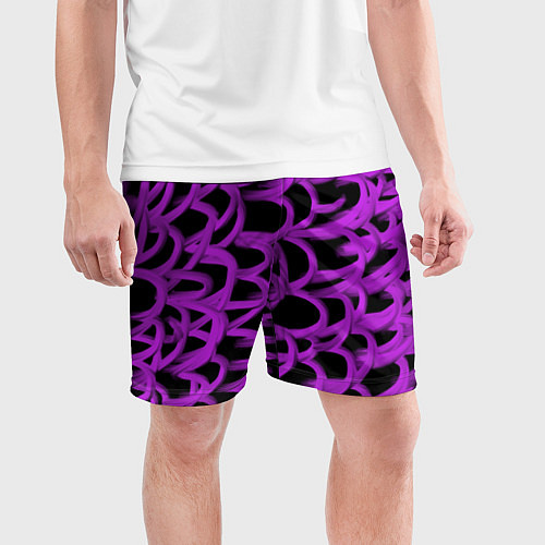 Мужские спортивные шорты Нити из фиолетовой краски / 3D-принт – фото 3