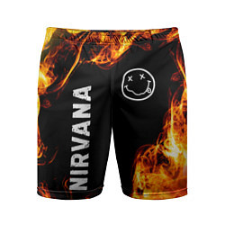 Шорты спортивные мужские Nirvana и пылающий огонь, цвет: 3D-принт