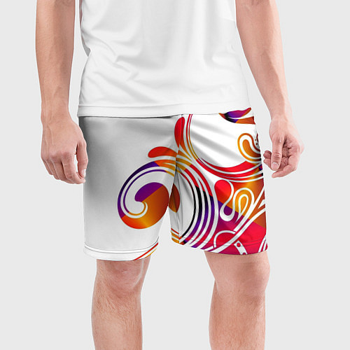 Мужские спортивные шорты Узор на белом фоне / 3D-принт – фото 3