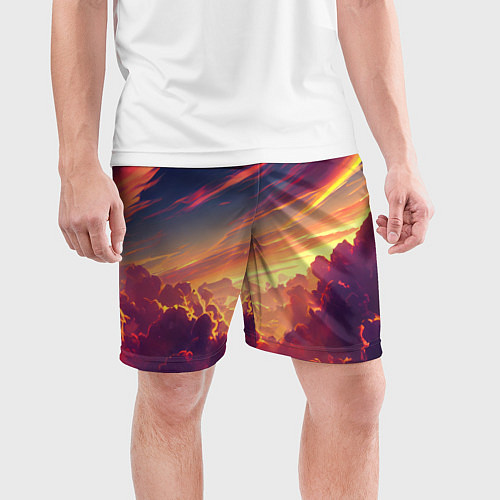 Мужские спортивные шорты Закатное солнце в облаках / 3D-принт – фото 3