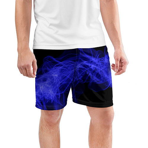 Мужские спортивные шорты Синяя звуковая волна / 3D-принт – фото 3