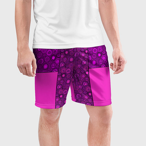 Мужские спортивные шорты Розовый комбинированный неоновый узор / 3D-принт – фото 3