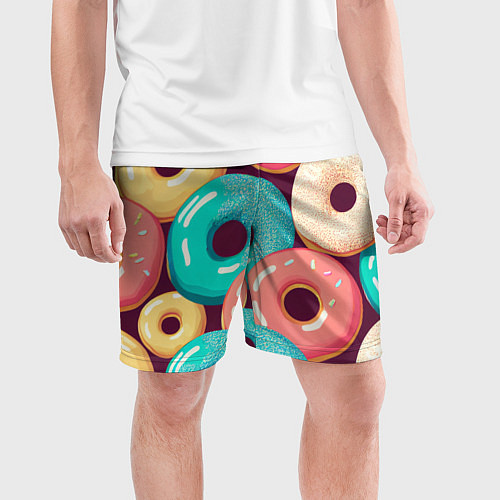 Мужские спортивные шорты Пончики и только пончики / 3D-принт – фото 3