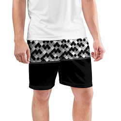 Шорты спортивные мужские Черно-белый геометрический узор, цвет: 3D-принт — фото 2