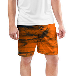 Шорты спортивные мужские Абстрактная оранжевая поверхность и чёрные тени, цвет: 3D-принт — фото 2
