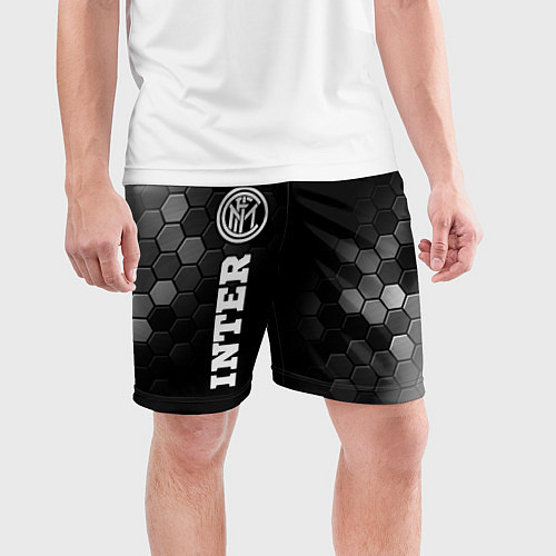 Мужские спортивные шорты Inter sport на темном фоне: по-вертикали / 3D-принт – фото 3