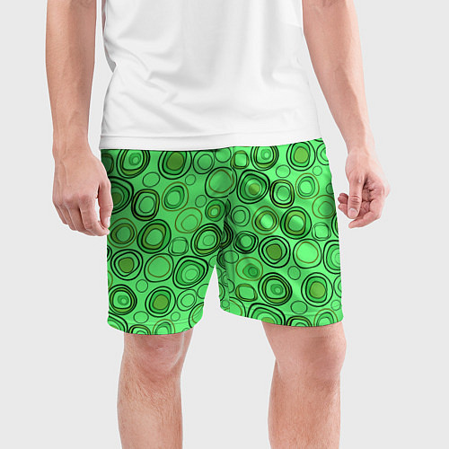 Мужские спортивные шорты Ярко-зеленый неоновый абстрактный узор / 3D-принт – фото 3