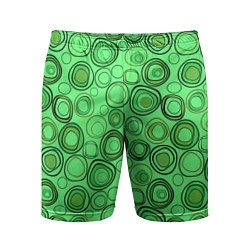 Шорты спортивные мужские Ярко-зеленый неоновый абстрактный узор, цвет: 3D-принт