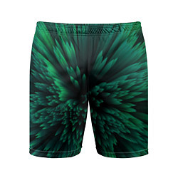 Шорты спортивные мужские Объёмные острые зелёные фигуры, цвет: 3D-принт